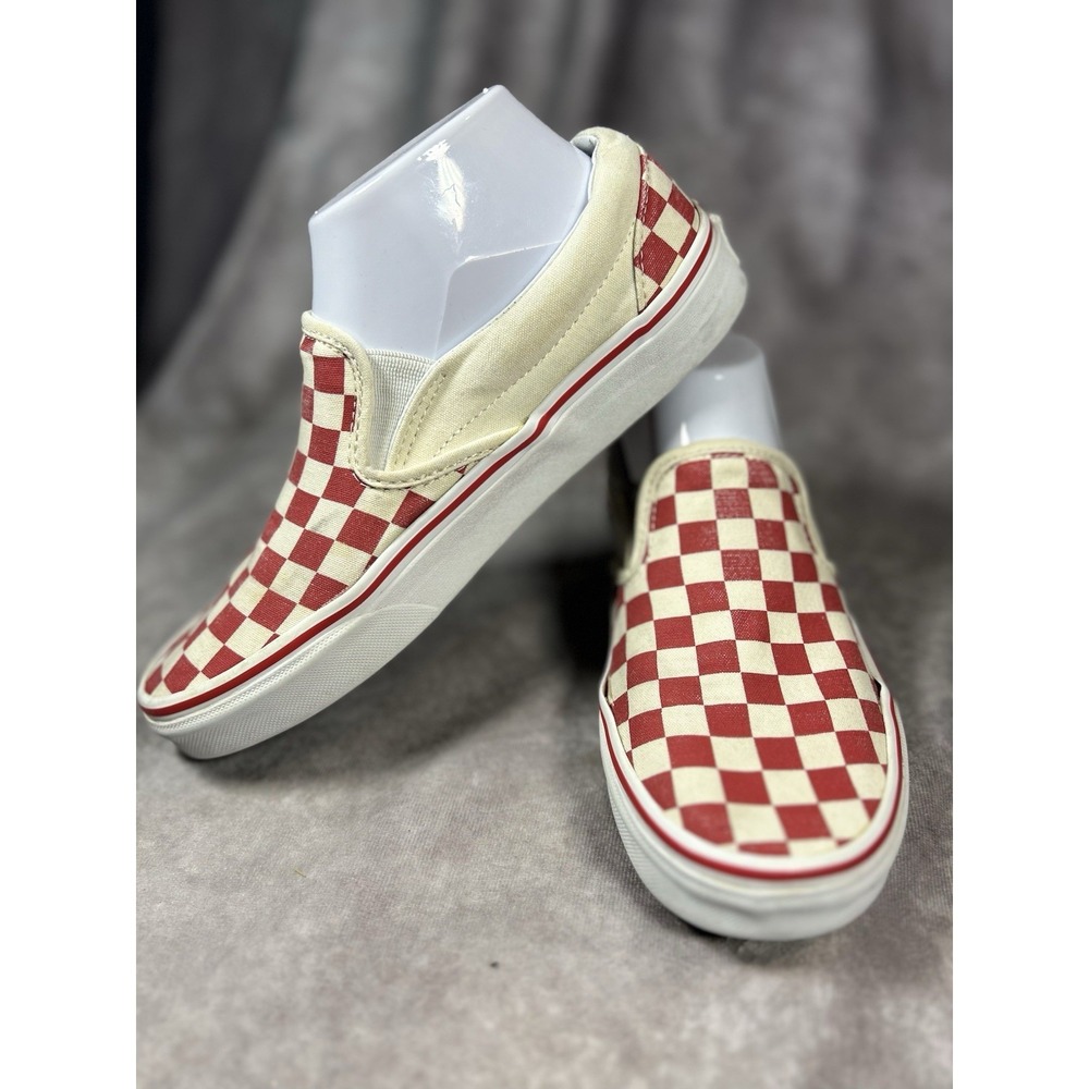 Vans Classic Slip-On Checkerboard Red White Shoes Womens 8 Mens 6.5 Canvas - Picture 5 of 5